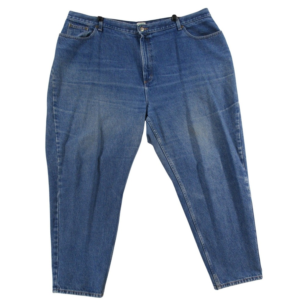 LL Bean Classic Fit Tapered Leg Jeans Womens 26W Medium Wash Denim High Rise